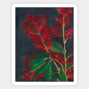 Red Cherry Blossom Flowers Acrylic Painting Artwork Sticker